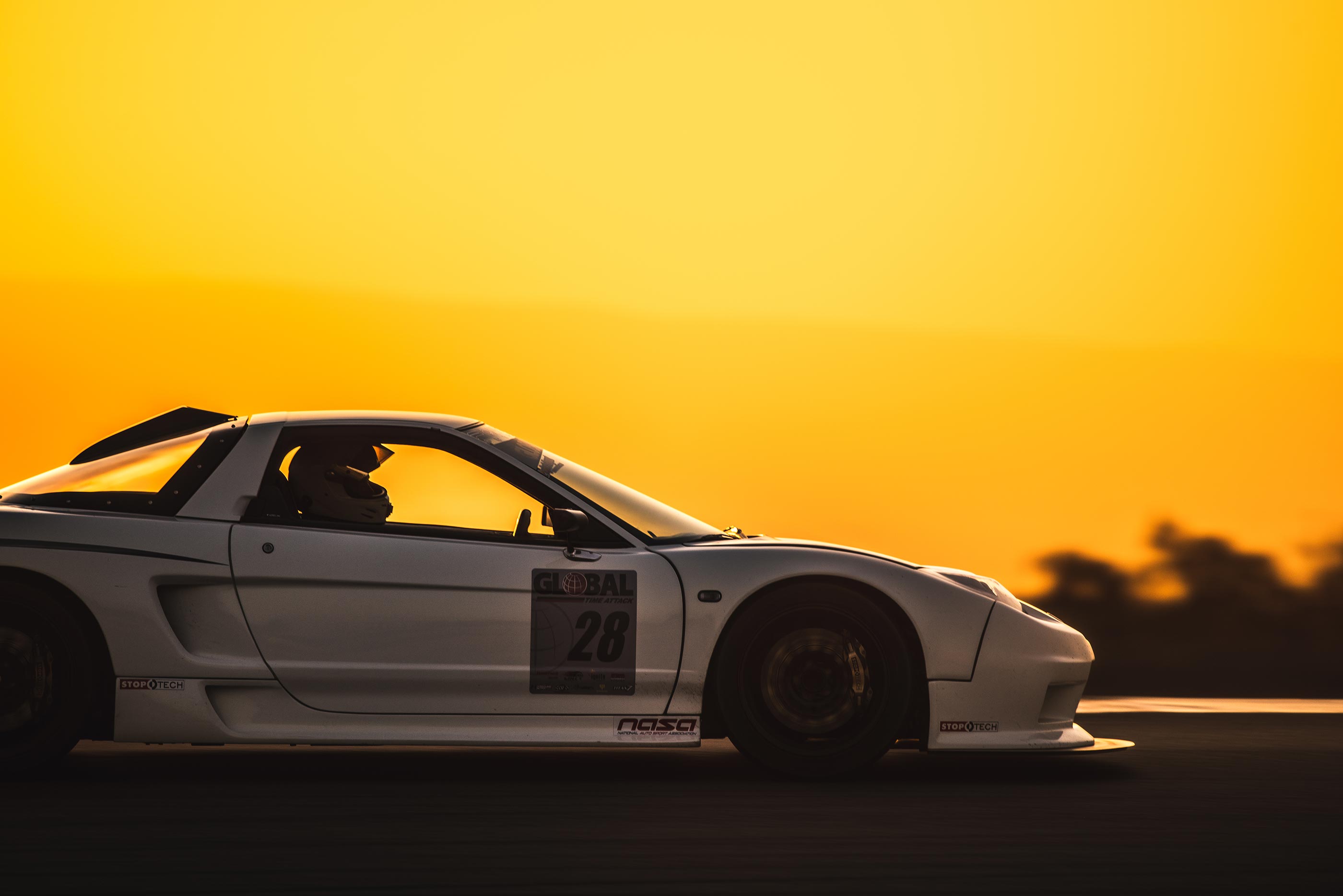 NSX at sunset on track